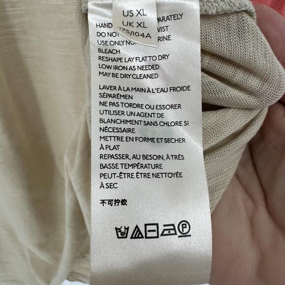 We The Free Shirt Womens XL Tan Coral Crochet Yoke Raglan 3/4 Sleeve Boho Tunic - Picture 8 of 12